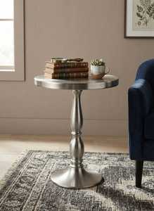 <b>Vintage</b> Aluminum <b>Side</b> <b>Table</b> Durable Pedestal Base Handmade Moradabad Art Metal Ware for Indoor Wedding Home Decor Living Room - Product Image 5