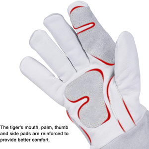 Gants de soudage TIG en cuir de vachette pleine fleur et croûte de cuir renforcés, ignifuges, haute performance, pour la lutte contre les incendies et le barbecue - Product Image 3