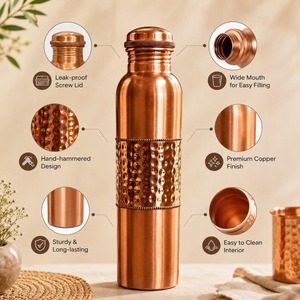Eco Friendly Copper <b>Bottle</b> 750ml to 1000ml | Handmade Reusable Copper <b>Water</b> <b>Bottle</b> for Sustainable Living - Product Image 5