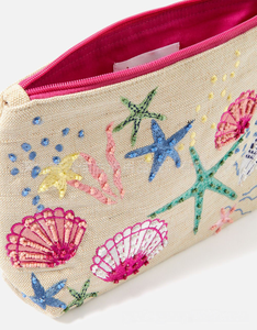 Pochette à monnaie élégante en toile brodée avec fermeture éclair et perles de rocaille, et sacs fourre-tout promotionnels suspendus de grande capacité avec finition élégante - Product Image 2