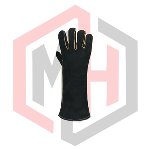 Black Leather Welding Gloves Reinforcement Full Safety Tear-Resistant Heat-Insulating Anti-Vibration Anti-Static Silicone-Free - Product Image 3