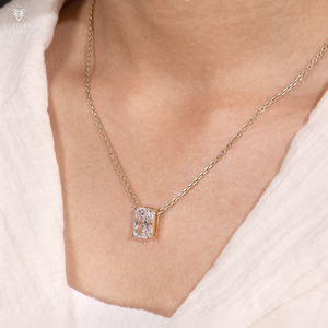 Women's Radiant Cut Lab Grown Diamond <b>Pendant</b> 2-4CT IGI Certified Classic Trendy Wedding Party 14K <b>Solid</b> Yellow <b>Gold</b> <b>Pendant</b> - Product Image 4