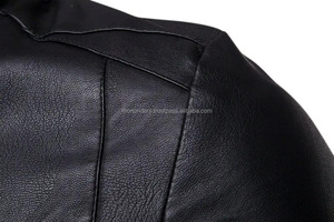 Chaqueta Bomber de Invierno para Caballero, Cálida, con Cierre, Bolsillos Decorativos, Cuero PU, Estilo Urbano - Product Image 3