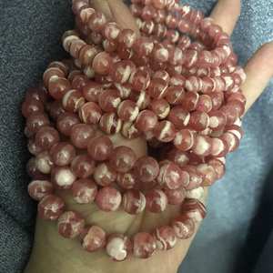 Cuentas de rodocrosita roja natural, cuentas redondas sueltas, medio hilo para hacer joyas, pulsera, collar, bricolaje - Product Image 2