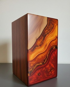 Handmade Rosewood Cremation Urn Lava Red Resin <b>Memorial</b> Keepsake Lava Red Resin Rosewood Cremation Urn - Product Image 2