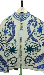 Hand Embroidered Floral Cotton <b>Jacket</b> <b>Women</b> Mandarin Collar Full Sleeve Prairie Chic <b>Spring</b> Boho Style Open Front Coat - Product Image 4