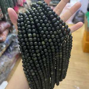 Perles rondes en jaspe vert foncé naturel, pierres précieuses énergétiques pour bracelet, collier, bijoux DIY, lot en vrac - Product Image 3