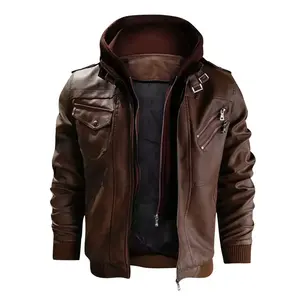 Chaqueta de Cuero de Alta Calidad para Motociclistas, con Capucha y Forro de Piel, Estilo Racing, para Motociclismo Urbano - Product Image 1
