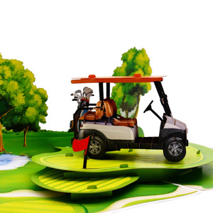 Nouvelle carte de vœux 3D pop-up pour la fête des pères, chariot de golf, création artisanale, écologique, recyclable, sculpture en papier - Product Image 2