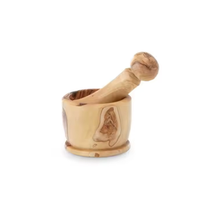 Mortier et pilon en bois massif 87, ensemble écologique en bois naturel, outils de cuisine manuels pour herbes et épices - Product Image 1
