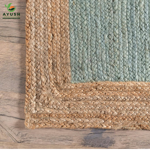 Tapis au design minimaliste en jute 100 %, tapis contemporain contrasté pour salon et chambre à coucher - Product Image 4