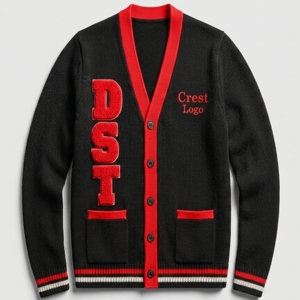 Greek delta sigmma sorority <b>cardigan</b> V-Neck <b>women's</b> <b>sweaters</b> acrylic knitted college university Embroidery logo varsity <b>sweater</b> - Product Image 1