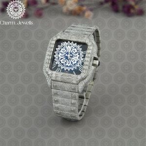 Charm_Jewells Luxury Women's Square Stainless Steel <b>Watch</b> <b>Diamond</b> Encrusted Analog Quartz Movement Folding Clasp 30mm Dial - Product Image 1