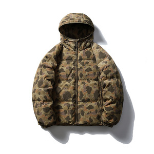 Custom Camo Printed Men's Winter Outdoor <b>Waterproof</b> Zipper Closure <b>Coat</b> Down Jacket Warm Thick <b>Padded</b> Bubble Puffer - Product Image 1