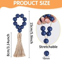 Anneau de serviette personnalisé en perles de bois style bohème avec pompon en jute |   Décoration de table pour Noël et Thanksgiving, porte-serviettes en bois rustique avec perles