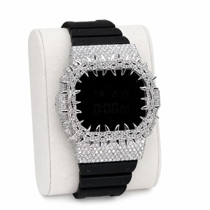 Luxury Digital <b>Watch</b> Square Case Rhinestone Accents Rubber Band Unisex - Product Image 5