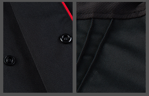 Vêtements de travail de cuisine en stock : Vestes de chef exécutif avec passepoil noir et tissu en maille tissée, unisexe, vente en gros - Product Image 6
