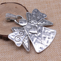 Pendentif ange ailé 62x59mm en alliage de zinc argenté antique pour ornement d'arbre de Noël