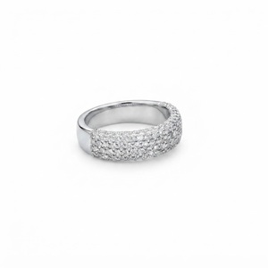 Anillo de Boda de Oro Sólido de 10K, 14K, 18K con Diamantes Cultivados en Laboratorio, Corte Redondo, Estilo Pave, Media Eternidad, Certificado IGI, Joyería Nupcial de Lujo - Product Image 4