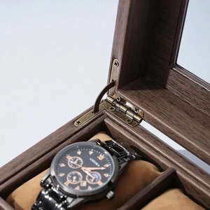 6 Slot Wooden Watch <b>Box</b> with Glass Lid Hanging Display Case Eco-Friendly & Durable Handcrafted Design - Product Image 4