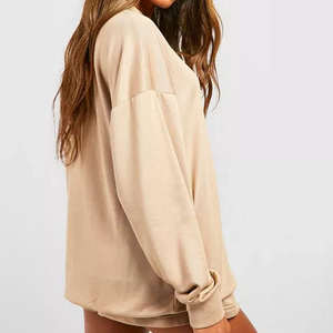 Sweat-shirt court à col rond pour femme, personnalisé, décontracté, 100 % coton blanc, prix de gros - Product Image 3