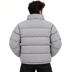 Men's Puffer Jacket Quilted <b>Padded</b> <b>Coat</b> Stand Collar Windproof Insulated Zipper Jacket Custom Logo Patch Design B2B Supplier - Product Image 2