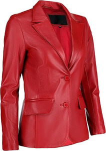 Wholesale High Quality Women's <b>Jackets</b> Red <b>Leather</b> <b>Blazer</b> Women OEM Genuine <b>Leather</b> Casual Coat Long Sleeves Custom Logo Colors - Product Image 3