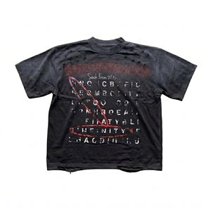 Snowgrace Men's Oversized Street Style T-<b>Shirt</b> Short Sleeve O-Neck Printed Letter Pattern Black Cotton Jersey Fit - Product Image 1