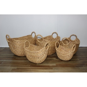 Cesta de Mimbre Ecológica Artex Dong Thap con Asas para Almacenamiento, Diseño Rústico de Jacinto de Agua, para Uso Doméstico - Product Image 3