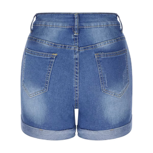 Shorts en jean déchiré avec poches avant et arrière, coupe droite, grandes tailles, pour femme, printemps-automne - Product Image 2