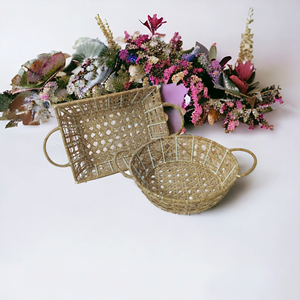 Cesta de pícnic de mimbre natural rectangular hecha a mano de mimbre tejido al por mayor con asas para frutas exhibición de flores cocina de mesa - Product Image 6