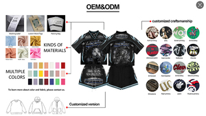 Ensembles de survêtements personnalisés, shorts de sport déchirés effet délavé, style ample, 100% coton, streetwear, ensembles de t-shirts d'été sérigraphiés - Product Image 6