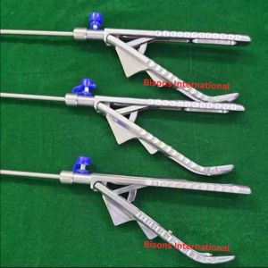 BISONS Portaagujas Curvo Laparoscópico al por Mayor 5x330mm Reutilizable de Acero Inoxidable, Juego de 3 Piezas - Product Image 2