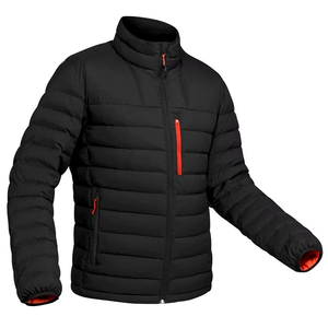 Veste d'hiver en duvet noir pour homme, col montant, coupe-vent, coupe régulière, fermeture éclair, style décontracté - Product Image 3