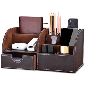 Luxury Teak Wood Executive <b>Desk</b> Organizer with Leather Accents-Mid Century Modern Design Brand Aqudus Saleem-Wholesale - Product Image 2