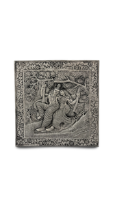 Gravure fine de Radha Krishna sur une peinture artistique de balançoire suspendue dans un jardin - Product Image 2