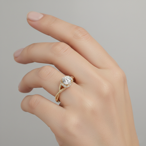 Anillo de compromiso de diamante creado en laboratorio Stonewels, oro de 14K, engaste de púas, corte vintage, estilo cinta, halo, para joyería personalizada certificada - Product Image 5