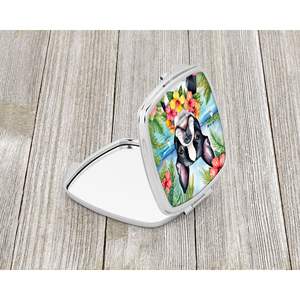 Espejo de maquillaje de mano plegable compacto Boston Terrier Luau para mujeres y niñas, regalo de viaje decorativo portátil, tamaño de bolsillo - Product Image 2