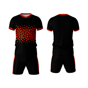 Conjunto de Camiseta y Pantalones Cortos de Fútbol Geométricos en Negro y Verde Azulado para Hombre, Cuello en V, Manga Corta, Uniforme Deportivo Transpirable para Todas las Temporadas - Product Image 3