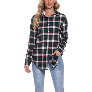Camisa de Franela de Algodón Estilo Dama para Mujer, Top Casual Sólido con Botones, Camisa de Otoño con Frente Ancho 100% Algodón para Uso Casual al Aire Libre - Product Image 2