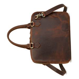 leather laptop briefcase with secure closure and structured body for safe transport of devices and <b>documents</b> leather laptop <b>bag</b> - Product Image 5