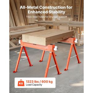 ขาตั้งเลื่อยแบบพกพาโลหะทั้งหมด 2 ชิ้น แบบพับได้ รับน้ำหนักได้ 1323 ปอนด์ ขาแข็งแรงทนทานสำหรับเครื่องเลื่อยไม้ - Product Image 3