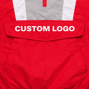 Custom embroidery Nylon Waterproof <b>Mens</b> <b>Pullover</b> Windbreaker <b>Jacket</b> for 1/4 Zip Black with Front Pocket - Product Image 4