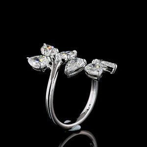 Lab Grown Pear Cut Diamond Leaf Vine Open <b>Wrap</b> Ring Nature Inspired <b>Wedding</b> Ring Rhodium 10K 14K 18K Gold 925 935 Party <b>Gift</b> - Product Image 3