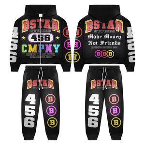 Ensemble de survêtement léger en molleton pour hommes, 100 % coton, respirant, écologique, décontracté, avec impression de logo, grandes tailles, vente en gros - Product Image 5