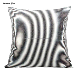 Blue Stripe Woven Cushion <b>Cover</b> for Kids Room Square Shape Living Room <b>Sofa</b> Pillow <b>Cover</b> Home Decorative Cushion From India - Product Image 2