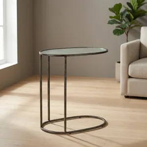 Modern Handmade Round Wooden Coffee <b>Table</b> with Iron Legs <b>Nesting</b> Design Rajasthan Living Room Furniture - Product Image 4