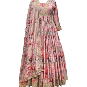 Conjunto de Salwar Kameez de Poliéster para Mujer, Estilo Internacional, Transpirable, Corte Regular, Largo hasta la Rodilla, Tradicional, para Fiestas, Antiarrugas - Product Image 2