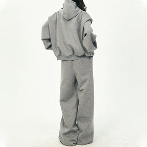 Survêtements unisexes en molleton imperméables et respirants, 2 pièces, à capuche, décontractés, amples, 100 % coton, grandes tailles, collection hiver, vente chaude - Product Image 3