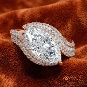 Marquise Halo <b>Ring</b> for Women Rose Gold Plated Luxury Engagement Wedding Anniversary Gift Jewelry Elegant Daily Wear - Product Image 3